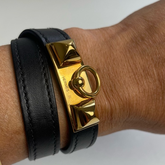 EUC Hermès Leather Rivale Double Tour Bracelet - Picture 5 of 13